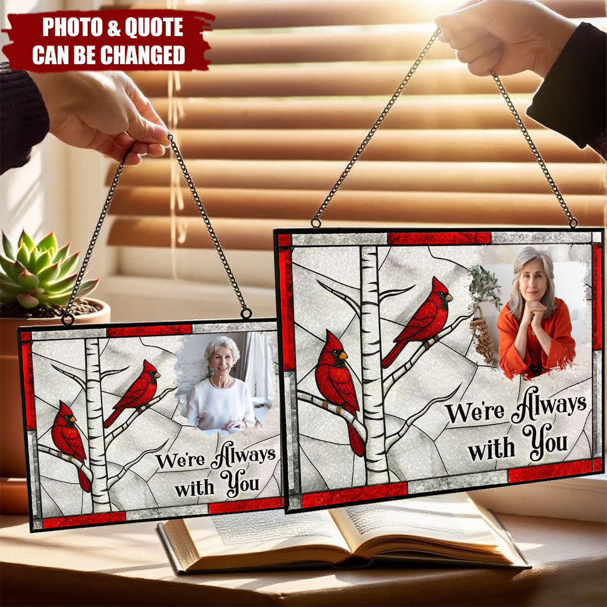 Personalized "I'm Always With You" Stained Glass Suncatcher With Photo & Heartfelt Quote Memorial Gift For Cherished Memories