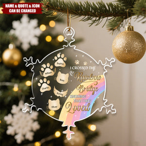 Personalized Snowflake Rainbow Bridge Ornament With 1-6 Names,Heartfelt Memorial Gift For Pet Lover