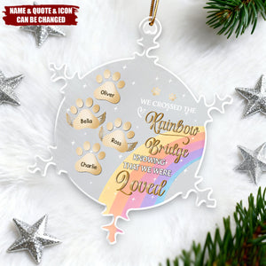 Personalized Snowflake Rainbow Bridge Ornament With 1-6 Names,Heartfelt Memorial Gift For Pet Lover