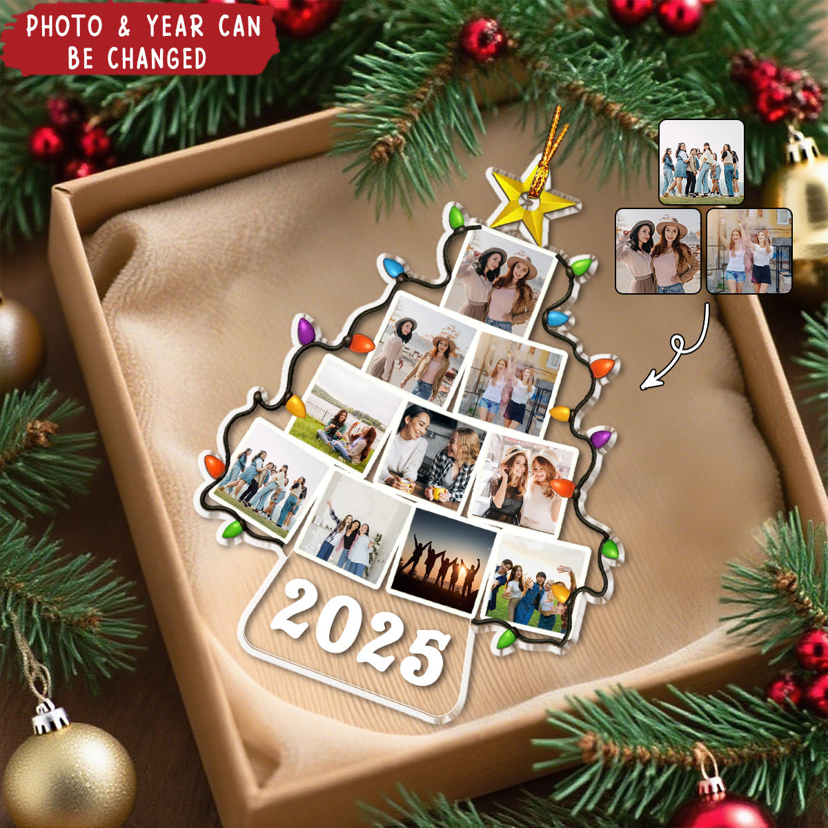 Personalized "Our Family Photo" Christmas Tree Ornament With Year - Fill Every Christmas With Warm Family Memories