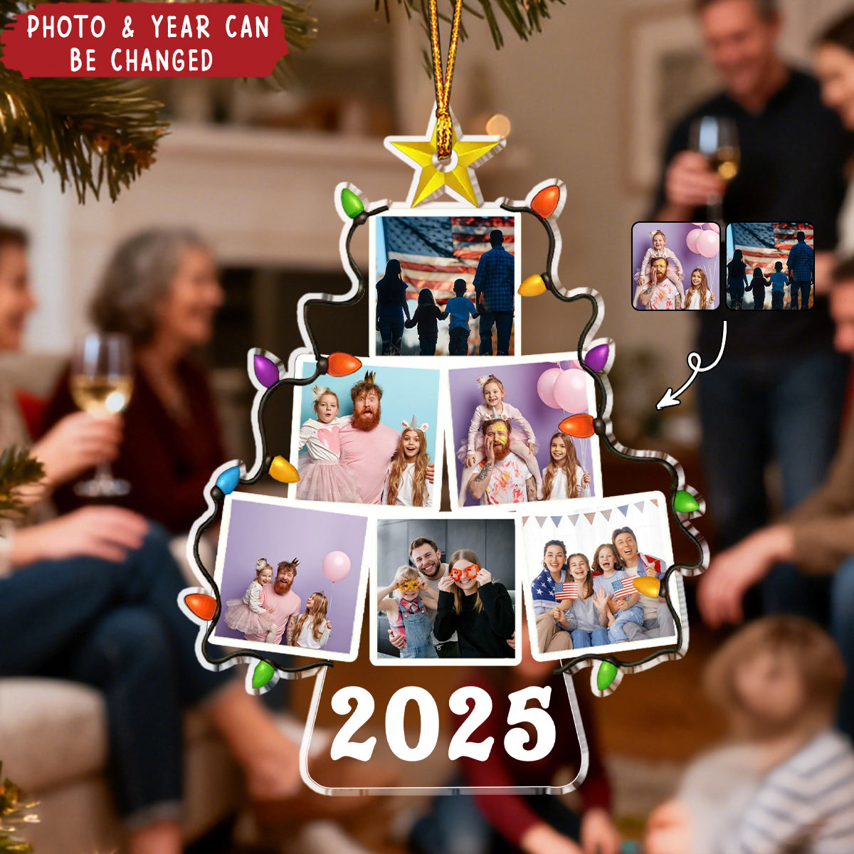 Personalized "Our Family Photo" Christmas Tree Ornament With Year - Fill Every Christmas With Warm Family Memories