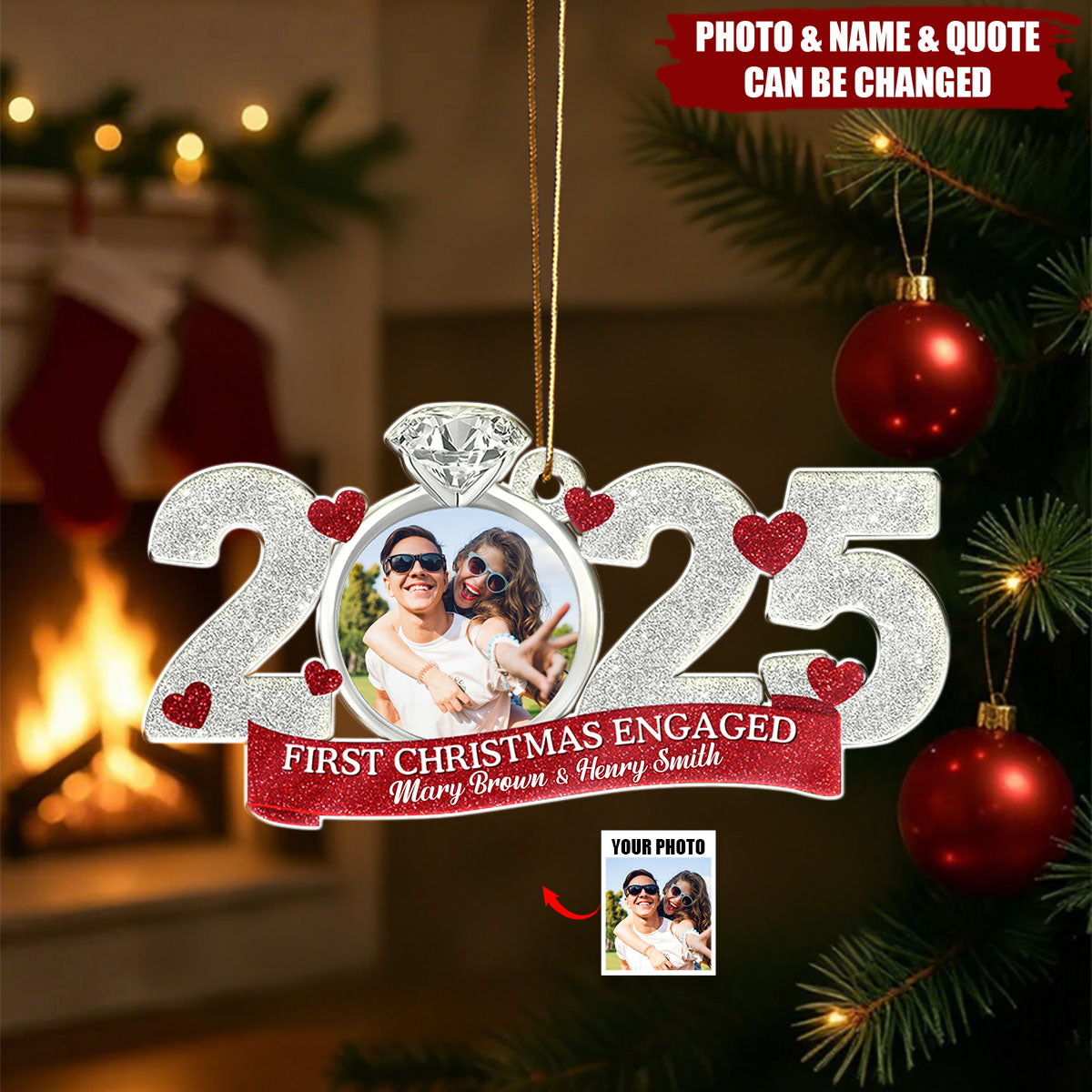 Personalized Photo "2025 First Christmas As Mr & Mrs" Ornament - Wedding & Anniversary Gift To Freeze Sweet Moments For Couple