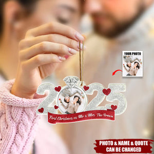 Personalized Photo "2025 First Christmas As Mr & Mrs" Ornament - Wedding & Anniversary Gift To Freeze Sweet Moments For Couple