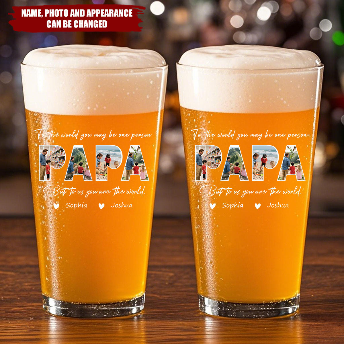 Personalized  Photo Happy Father's Day Family Beer Glass -  Gift For Dad Father's Day Gift