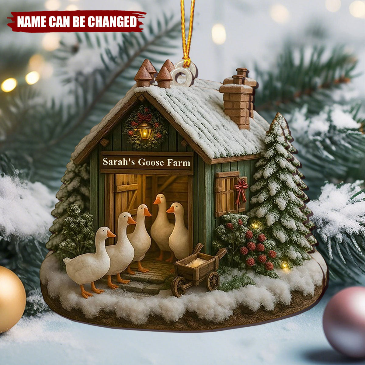 Personalized Duck Farm Christmas Wood Ornament With Name Xmas Decoration For Farmer & Pet Lover