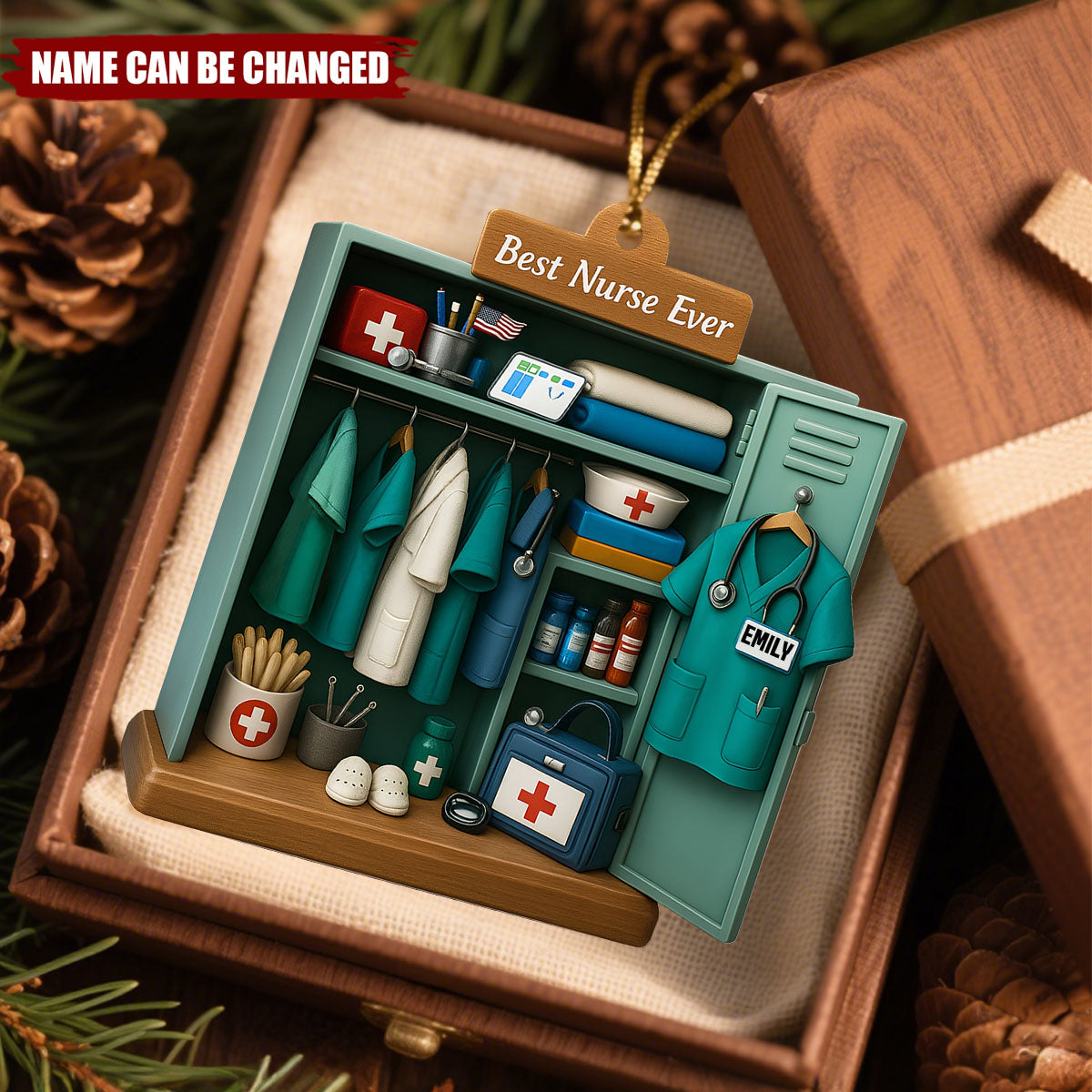 Personalized Nurse Locker Christmas Ornament with Name,Perfect "Best Nurse Ever" Gift For RN & Nurses