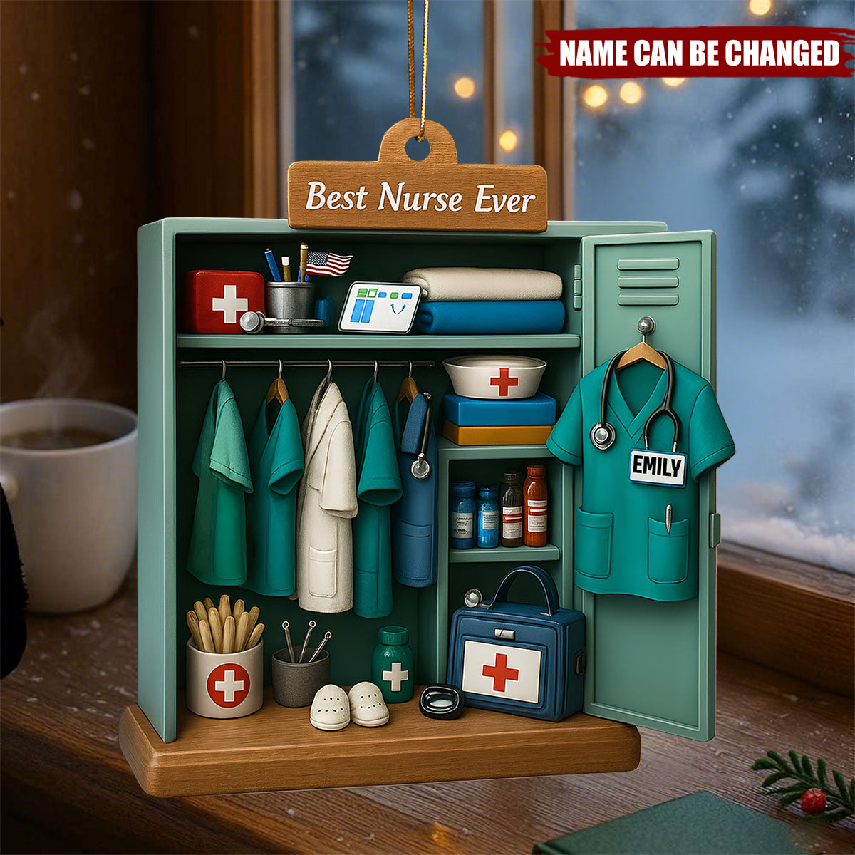 Personalized Nurse Locker Christmas Ornament with Name,Perfect "Best Nurse Ever" Gift For RN & Nurses