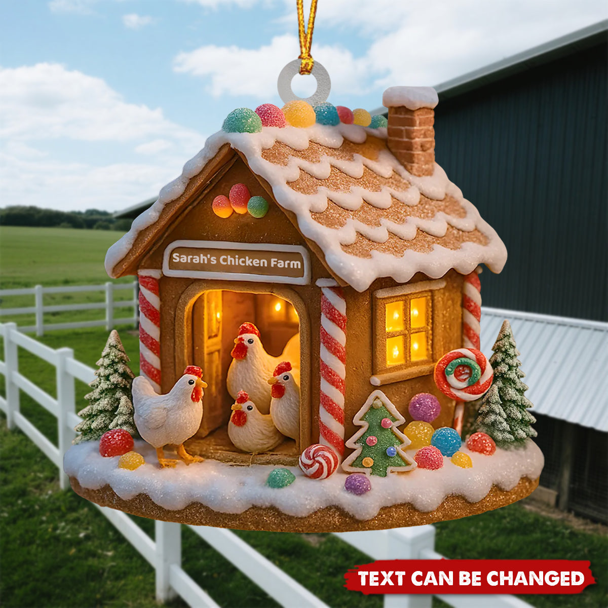 Personalized "Home Sweet Home" Chicken Farm Ornament with Name,Unique Xmas Gift For Chicken Lovers & Farming Families