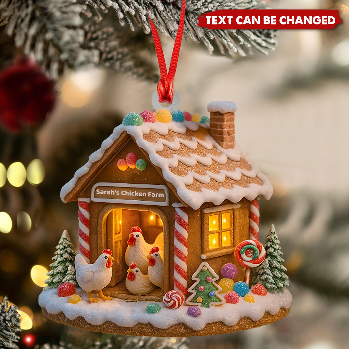 Personalized "Home Sweet Home" Chicken Farm Ornament with Name,Unique Xmas Gift For Chicken Lovers & Farming Families