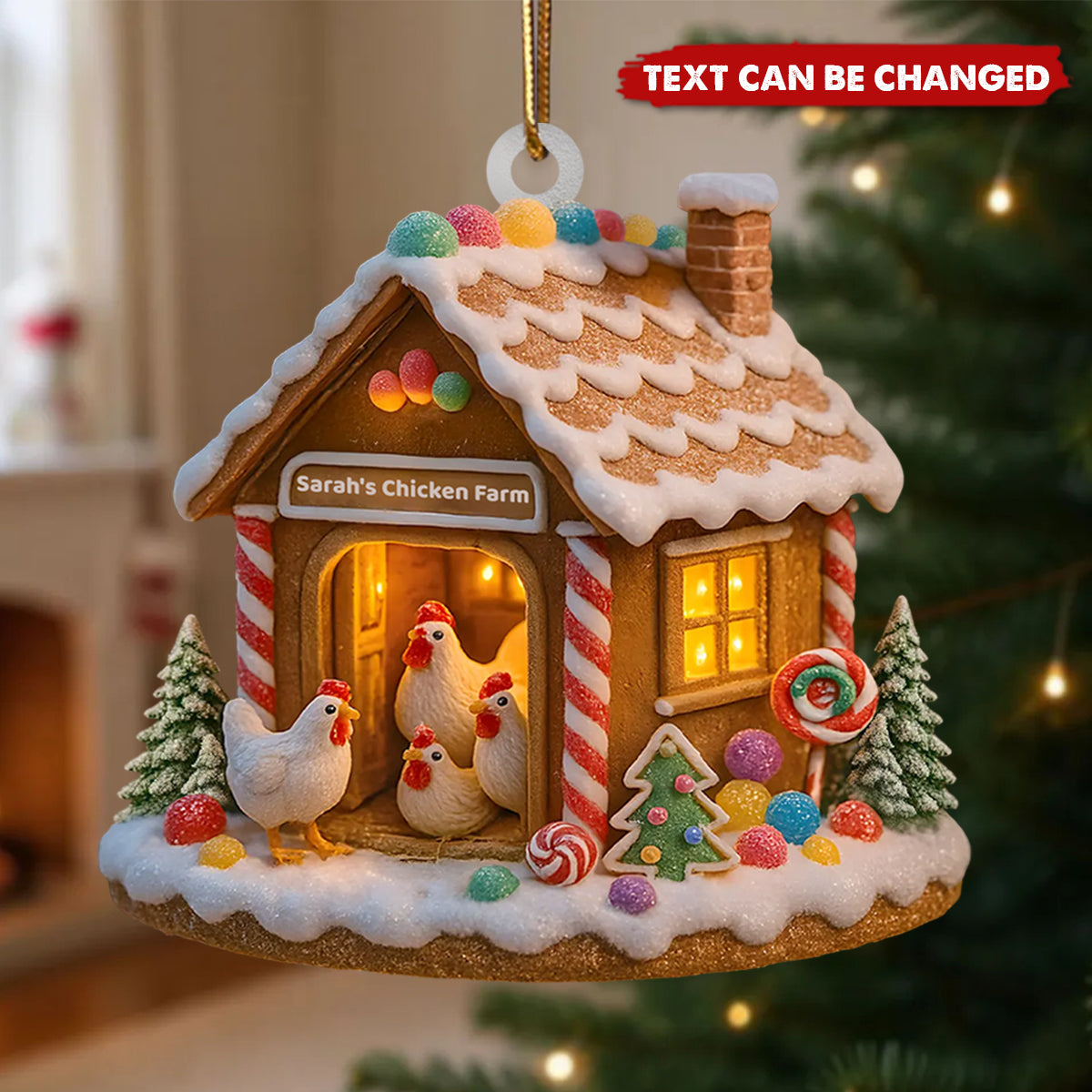 Personalized "Home Sweet Home" Chicken Farm Ornament with Name,Unique Xmas Gift For Chicken Lovers & Farming Families