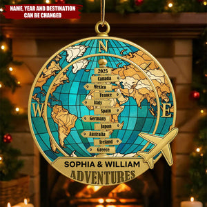 Personalized Year-Round Adventure Ornament With 1-10 Destinations Name & Year Bring Wonderful Adventure Moments For Travel Lover