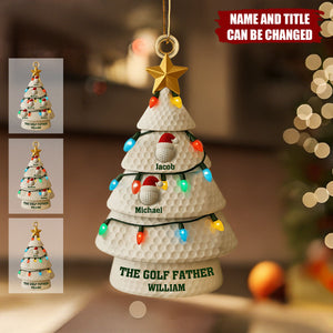 Personalized Golf Father Christmas Tree Ornament With Kids Names, Create Own Christmas Golf Memories For Golf Lovers & Dads