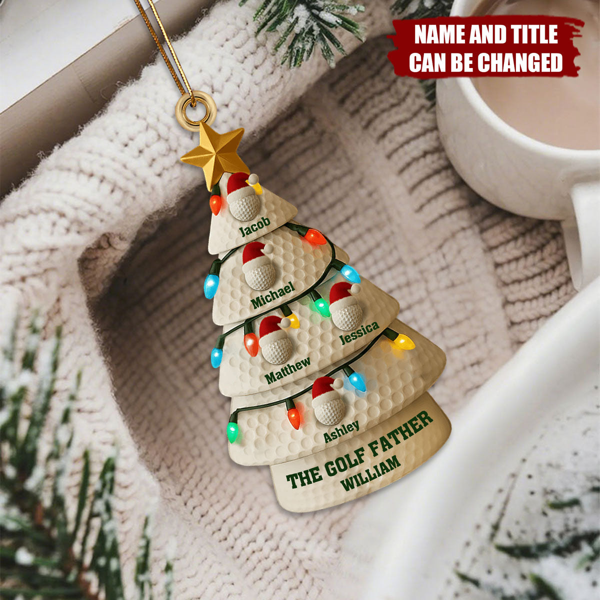 Personalized Golf Father Christmas Tree Ornament With Kids Names Create Own Christmas Golf Memories For Golf Lovers & Dads