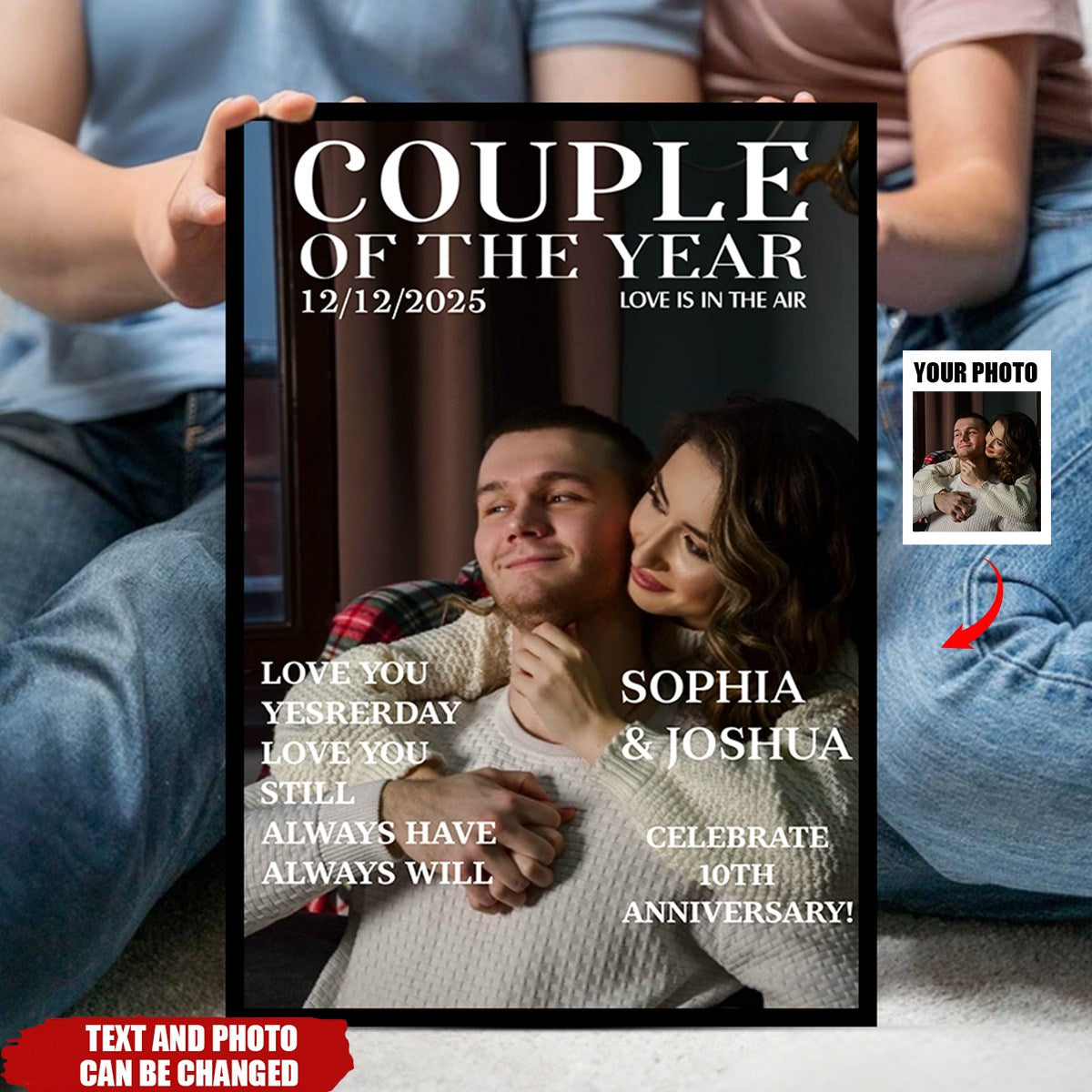 Personalized "Couple Of The Year" Magazine Cover Art Print Poster With Photo Names & Texts Romantic Anniversary Birthday Gift For Couple