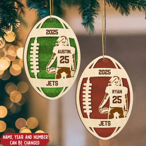 Personalized Football Player Ornament With Player Name & Number Ideal "Game Day Glory" Gift For Football Lover