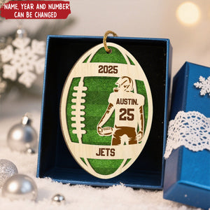 Personalized Football Player Ornament With Player Name & Number Ideal "Game Day Glory" Gift For Football Lover
