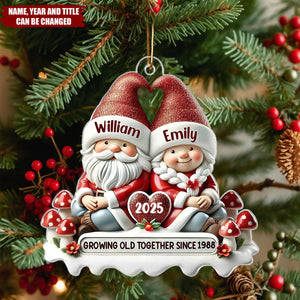 Personalized 3D Effect "Growing Old Together" Dwarf Couple With Names & Year Romantic Anniversary Birthday Gift For Couple Husband Wife