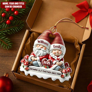 Personalized 3D Effect "Growing Old Together" Dwarf Couple With Names & Year Romantic Anniversary Birthday Gift For Couple Husband Wife