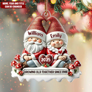 Personalized 3D Effect "Growing Old Together" Dwarf Couple With Names & Year Romantic Anniversary Birthday Gift For Couple Husband Wife