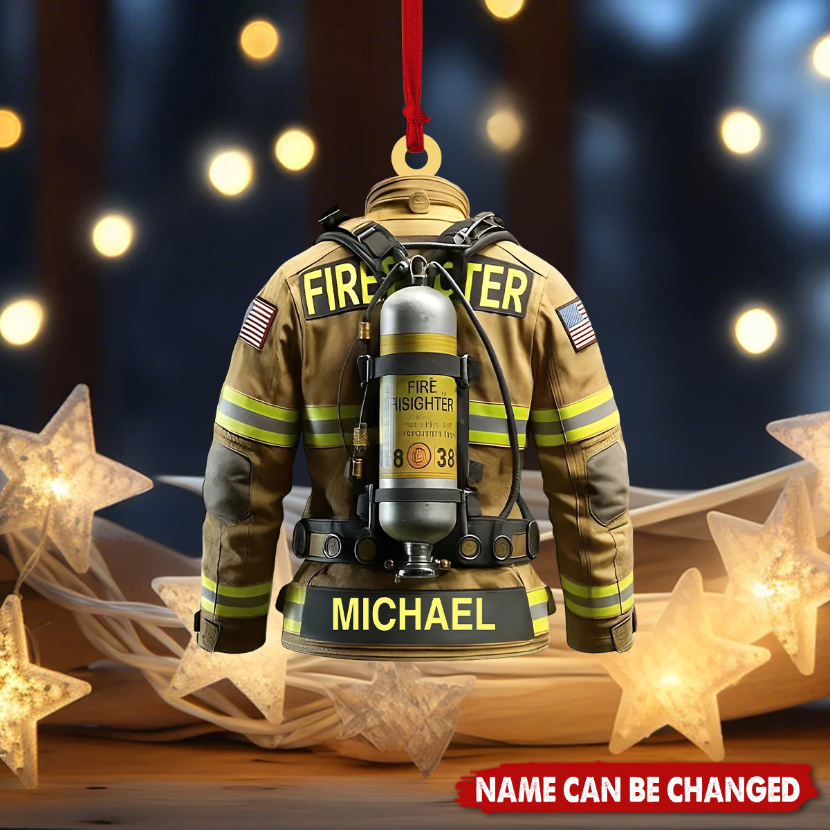 Personalized Firefighter Ornament With Name & SCBA Tank Perfect For Firefighter Hero