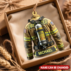 Personalized Firefighter Ornament With Name & SCBA Tank Perfect For Firefighter Hero