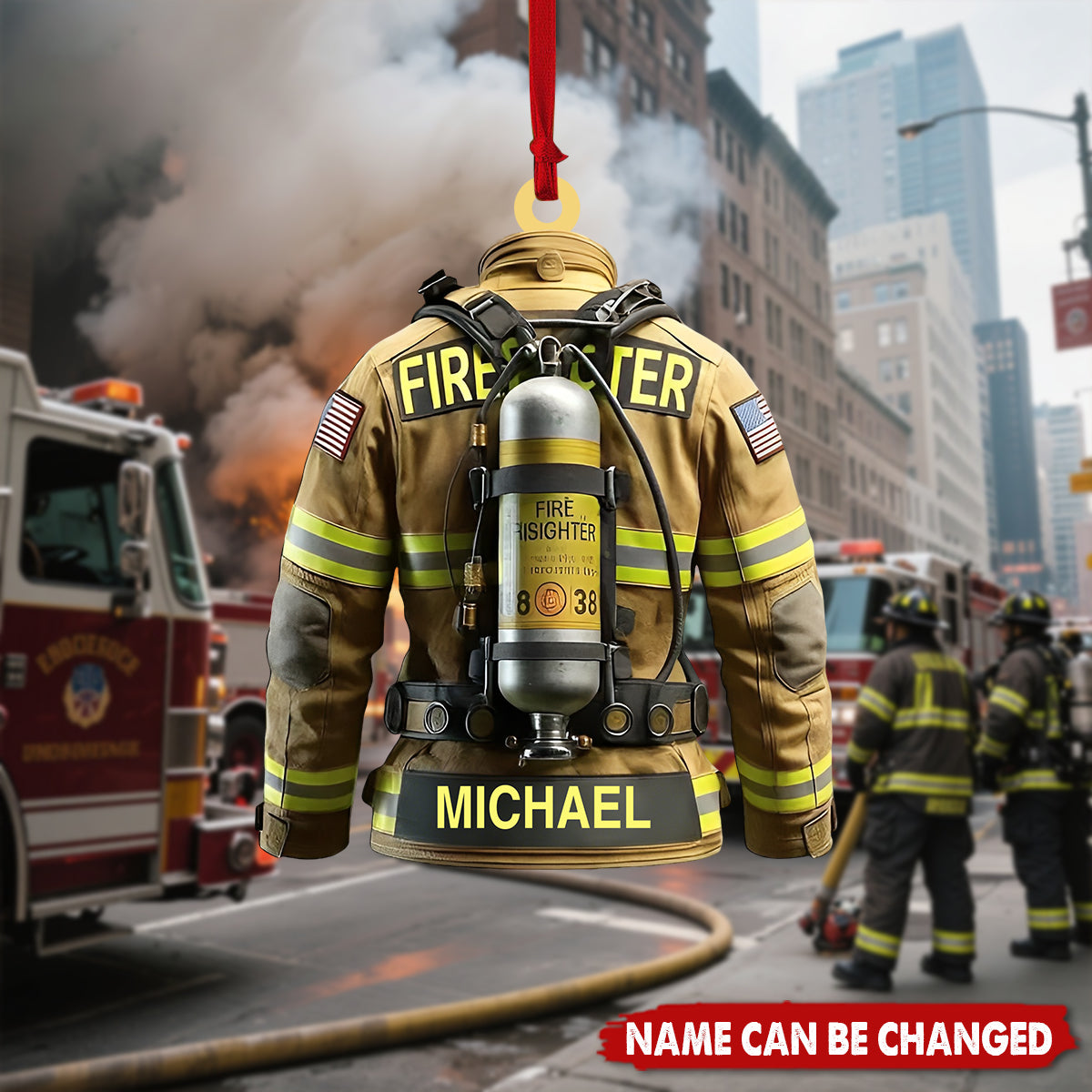 Personalized Firefighter Ornament With Name & SCBA Tank Perfect For Firefighter Hero