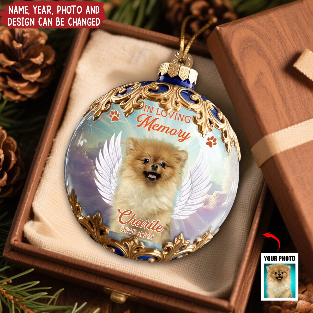Personalized "Forever In My Heart" Pet Memorial Christmas Ornament With Name & Year Unique Sympathy Gift For Pet Lover
