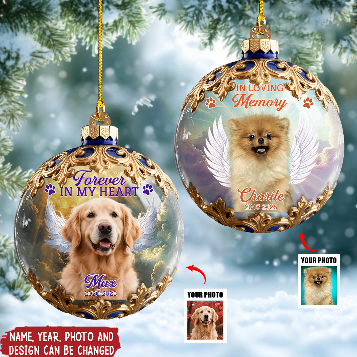 Personalized "Forever In My Heart" Pet Memorial Christmas Ornament With Name & Year Unique Sympathy Gift For Pet Lover
