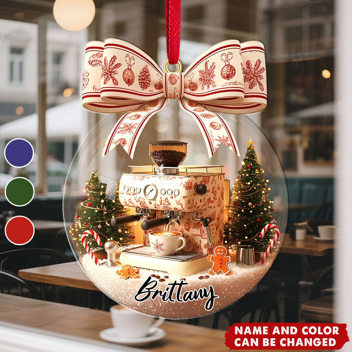 Personalized Coffee Maker Theme Ornament With Name Best Christmas Gift For Cook Coffee Lover