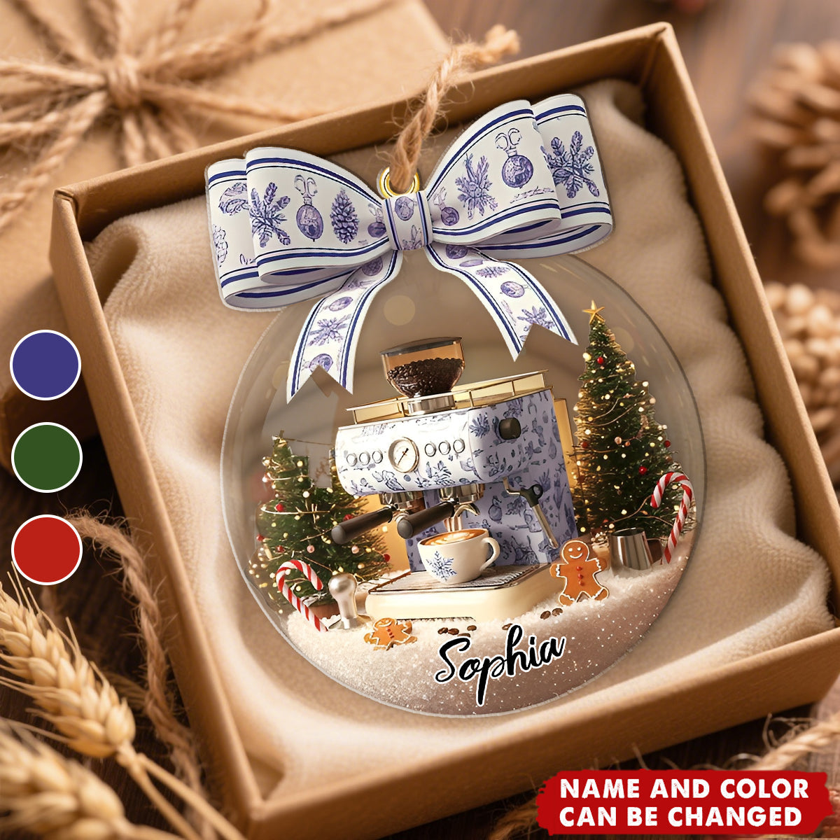 Personalized Coffee Maker Theme Ornament With Name Best Christmas Gift For Cook Coffee Lover