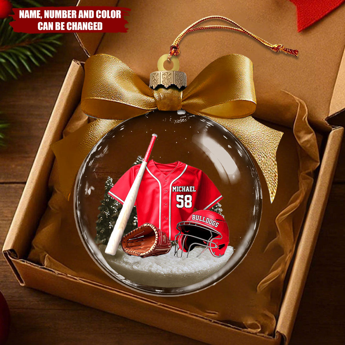 Personalized Baseball Ornament With Name Number & Uniform Color Ideal Christmas Gift For Player Coach Sport Lover
