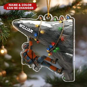 Personalized Rock Climber Ornament | Custom Name & Color | Climbing Christmas Gift for Outdoor Lovers