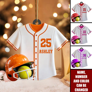 Personalized Softball Jersey Kit Ornament WIth Name Number & Color - Unique Christmas Gift For Player Sport Lover