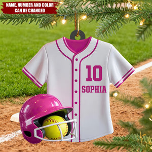 Personalized Softball Jersey Kit Ornament WIth Name Number & Color - Unique Christmas Gift For Player Sport Lover