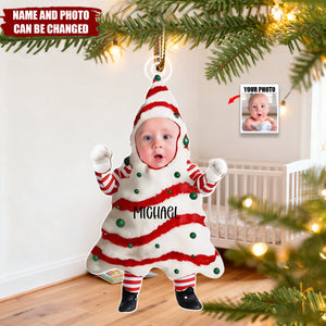 Personalized Baby Photo Christmas Tree Cake Ornament With Name Heartfelt Baby's 1st Christmas Gift For Family
