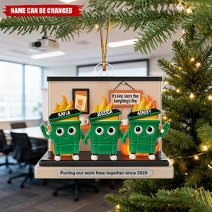 Personalized "Work Fire-Fighting Squad" Ornament With 2-10 Names & Funny Quote | Hilarious Christmas Gift For Team Coworkers