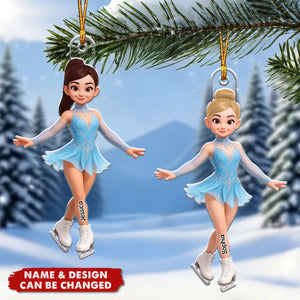Personalized Elegant Figure Skating Christmas Ornament With Name & Icon Design | Charming Holiday Decor For Skater & Skating Lover