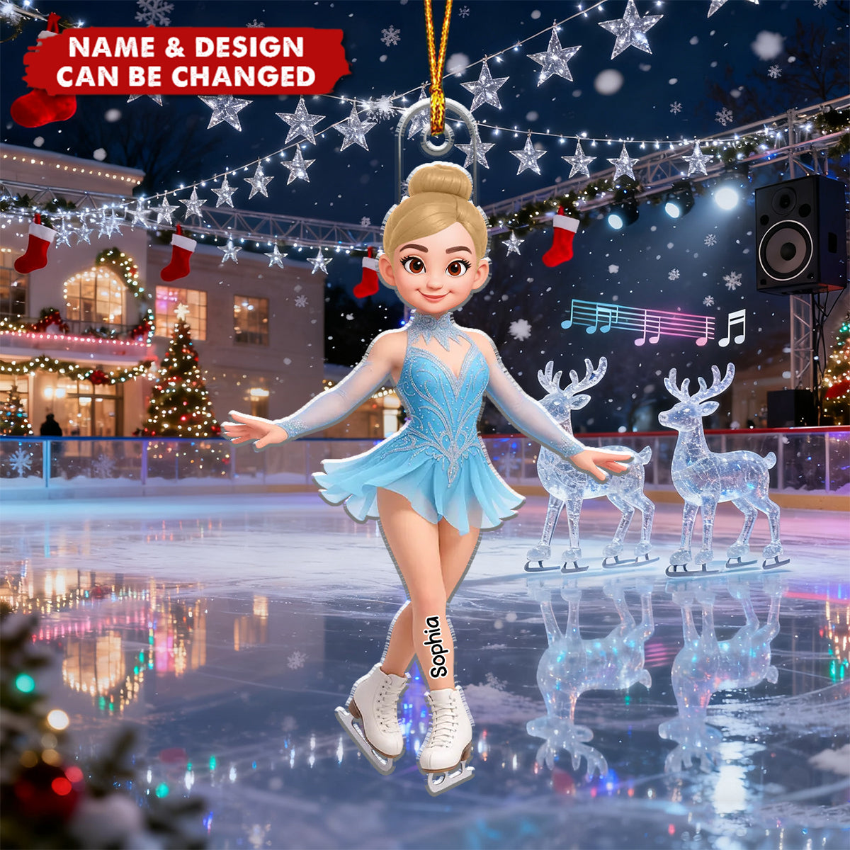 Personalized Elegant Figure Skating Christmas Ornament With Name & Icon Design | Charming Holiday Decor For Skater & Skating Lover