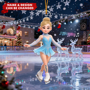 Personalized Elegant Figure Skating Christmas Ornament With Name & Icon Design | Charming Holiday Decor For Skater & Skating Lover