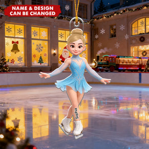 Personalized Elegant Figure Skating Christmas Ornament With Name & Icon Design | Charming Holiday Decor For Skater & Skating Lover