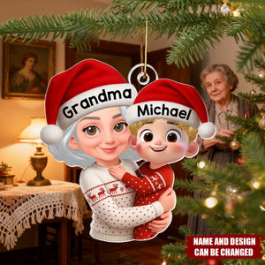 Personalized Chibi Style Grandma & Grandkid Acrylic Ornament with  Name - Unique Gift for Grandparents | Christmas Tree Decoration