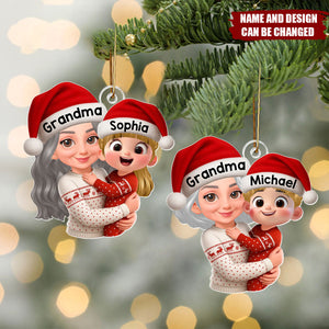 Personalized Chibi Style Grandma & Grandkid Acrylic Ornament with  Name - Unique Gift for Grandparents | Christmas Tree Decoration