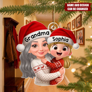 Personalized Chibi Style Grandma & Grandkid Acrylic Ornament with  Name - Unique Gift for Grandparents | Christmas Tree Decoration