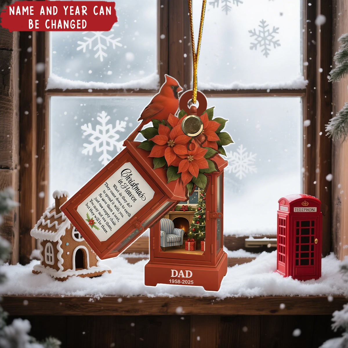 Personalized Memorial Lantern Acrylic Ornament With Name & Year - Commemorative Decor For Loss Remembrance