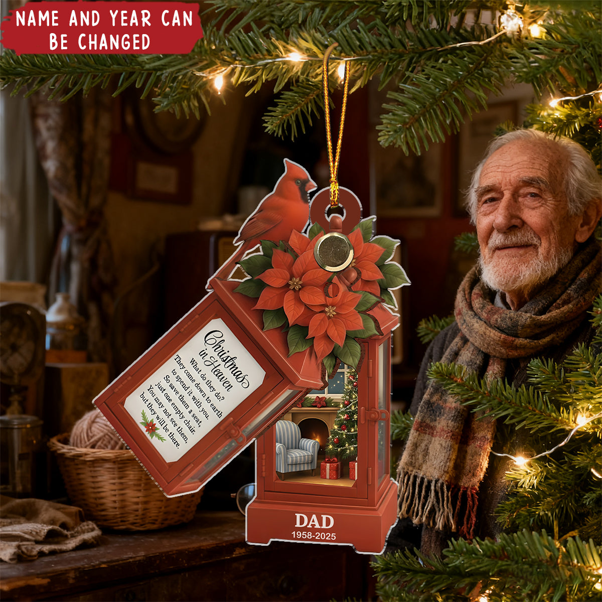 Personalized Memorial Lantern Acrylic Ornament With Name & Year - Commemorative Decor For Loss Remembrance