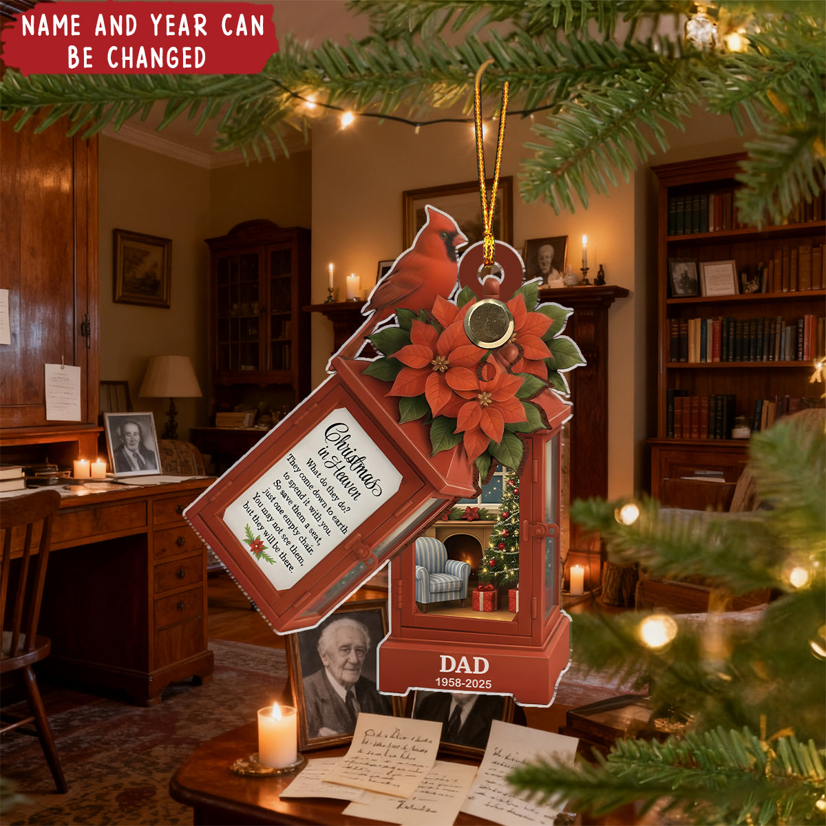 Personalized Memorial Lantern Acrylic Ornament With Name & Year - Commemorative Decor For Loss Remembrance