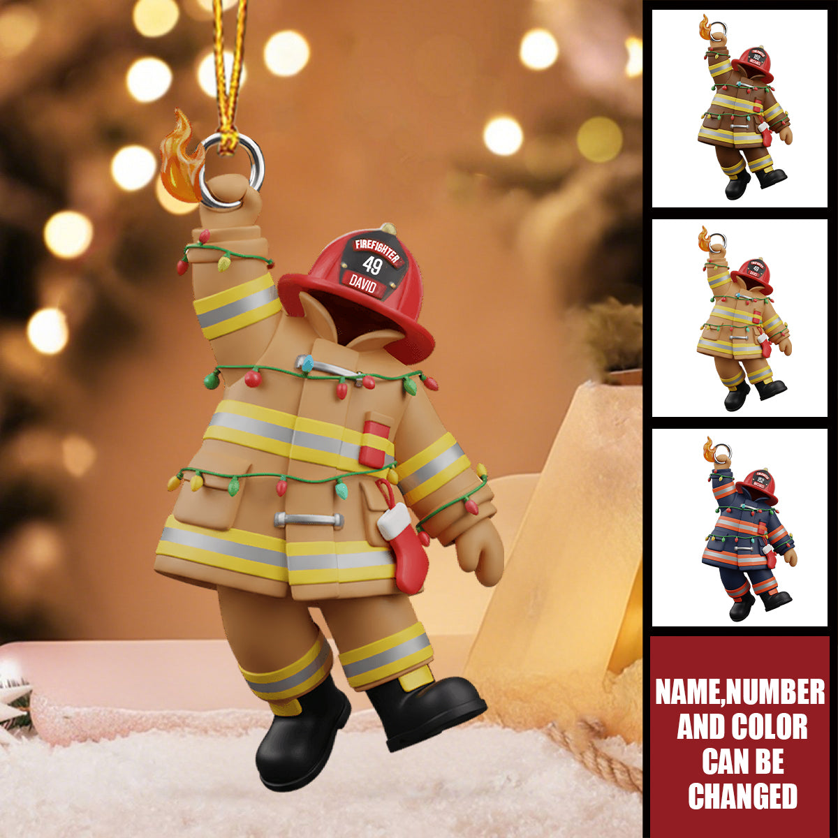 Customized Firefighter Acrylic Ornament - Perfect For Firefighters Christmas Tree Ornament Family Gift