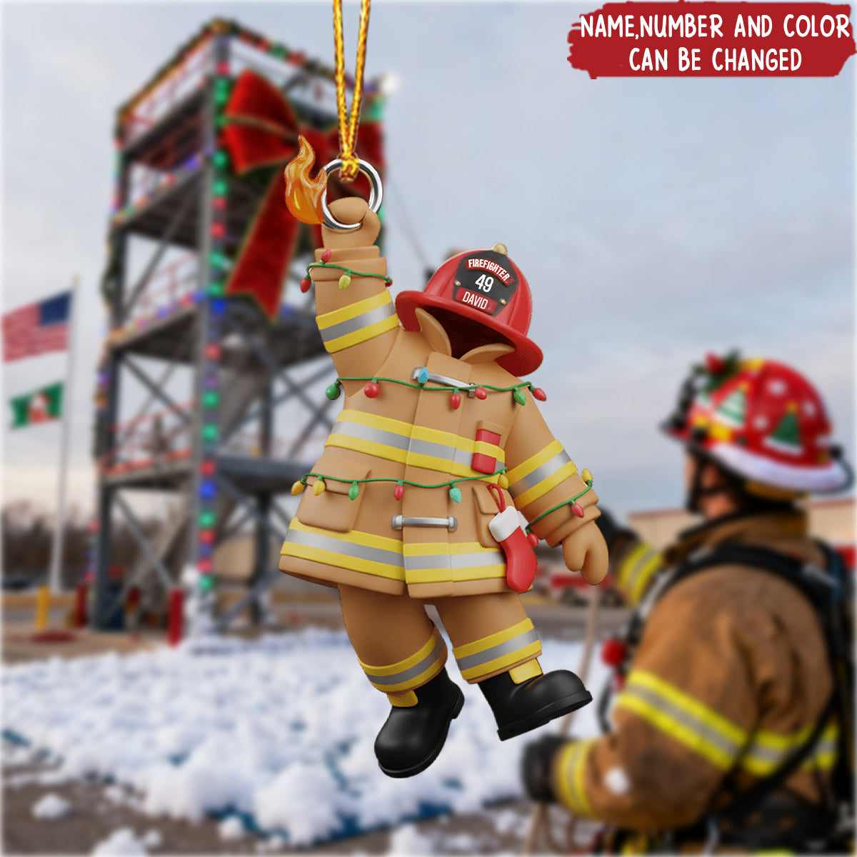 Customized Firefighter Acrylic Ornament - Perfect For Firefighters Christmas Tree Ornament Family Gift