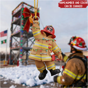 Customized Firefighter Acrylic Ornament - Perfect For Firefighters Christmas Tree Ornament Family Gift