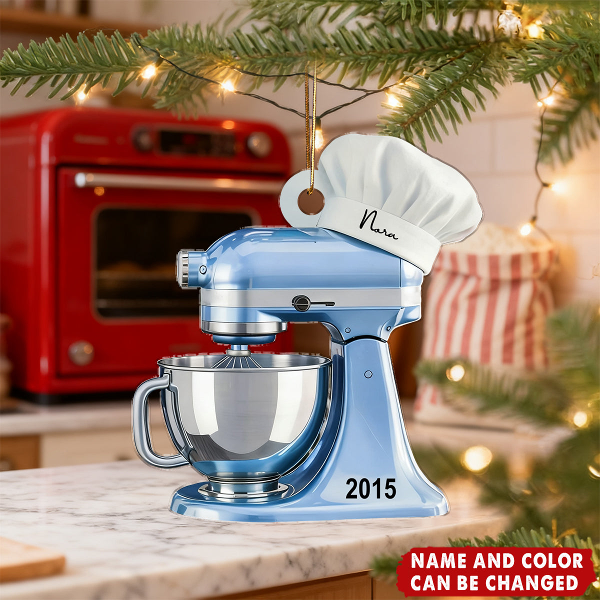 Personalized Baking Mixer Lights Christmas Ornament With Name & Year | Ideal Gift For Baker Pastry Chef